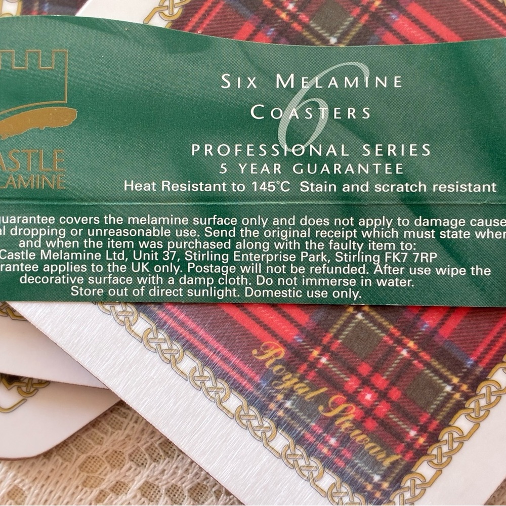 Red Tartan Plaid Coasters—Also Hostess Gift - Picture 4 of 6